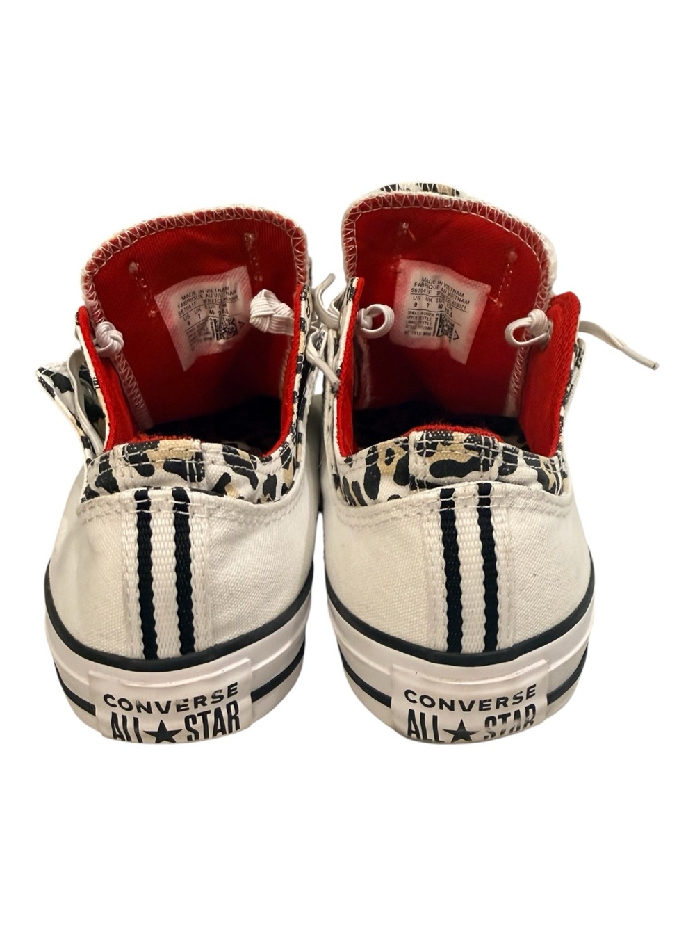 Converse Chuck Taylor All Star Double Upper Low Tops in Red and Leopard - Picture 3 of 10